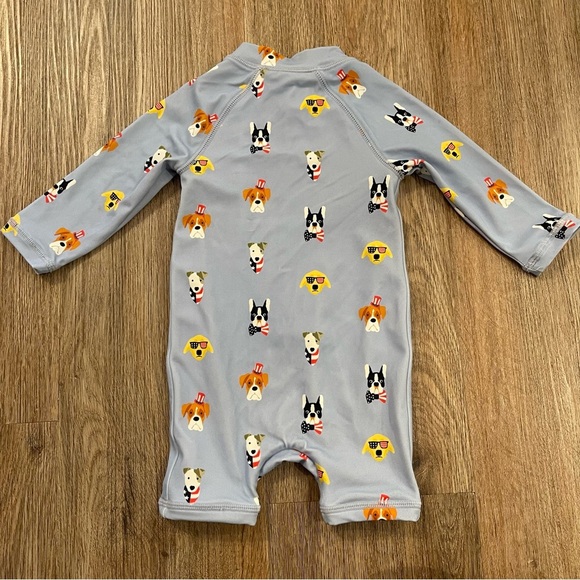 Janie And Jack Baby Americana Dog Rash Guard Size 6-12 Months Blue One Piece - Picture 3 of 6